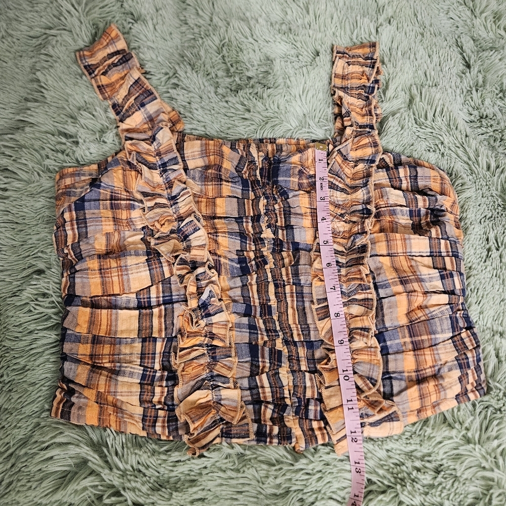 Anthropologie Verb By Pallave Singhee Ruffled Plaid Women Top Corset Size Am - Picture 4 of 7